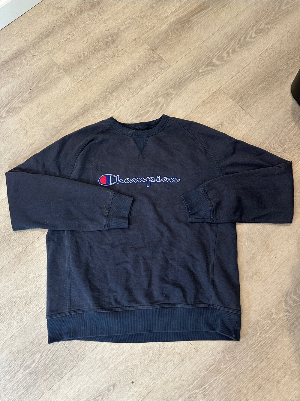 Champion Navy Blue Logo Crewneck Sweatshirt